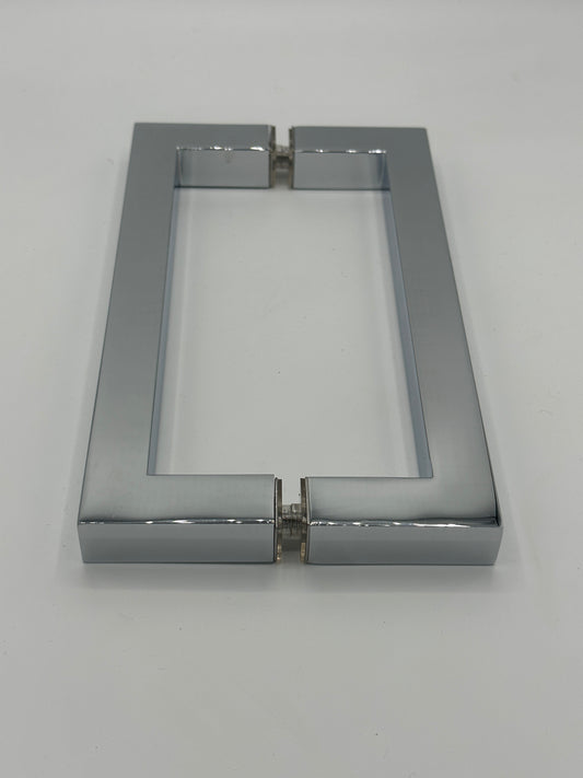 8" Back to Back Square Pull Handle with Washers CHROME for shower and glass doors