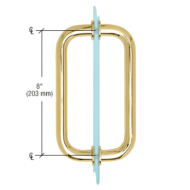 8" Back to Back Pull Handle with Washers POLISHED BRASS for shower and glass doors