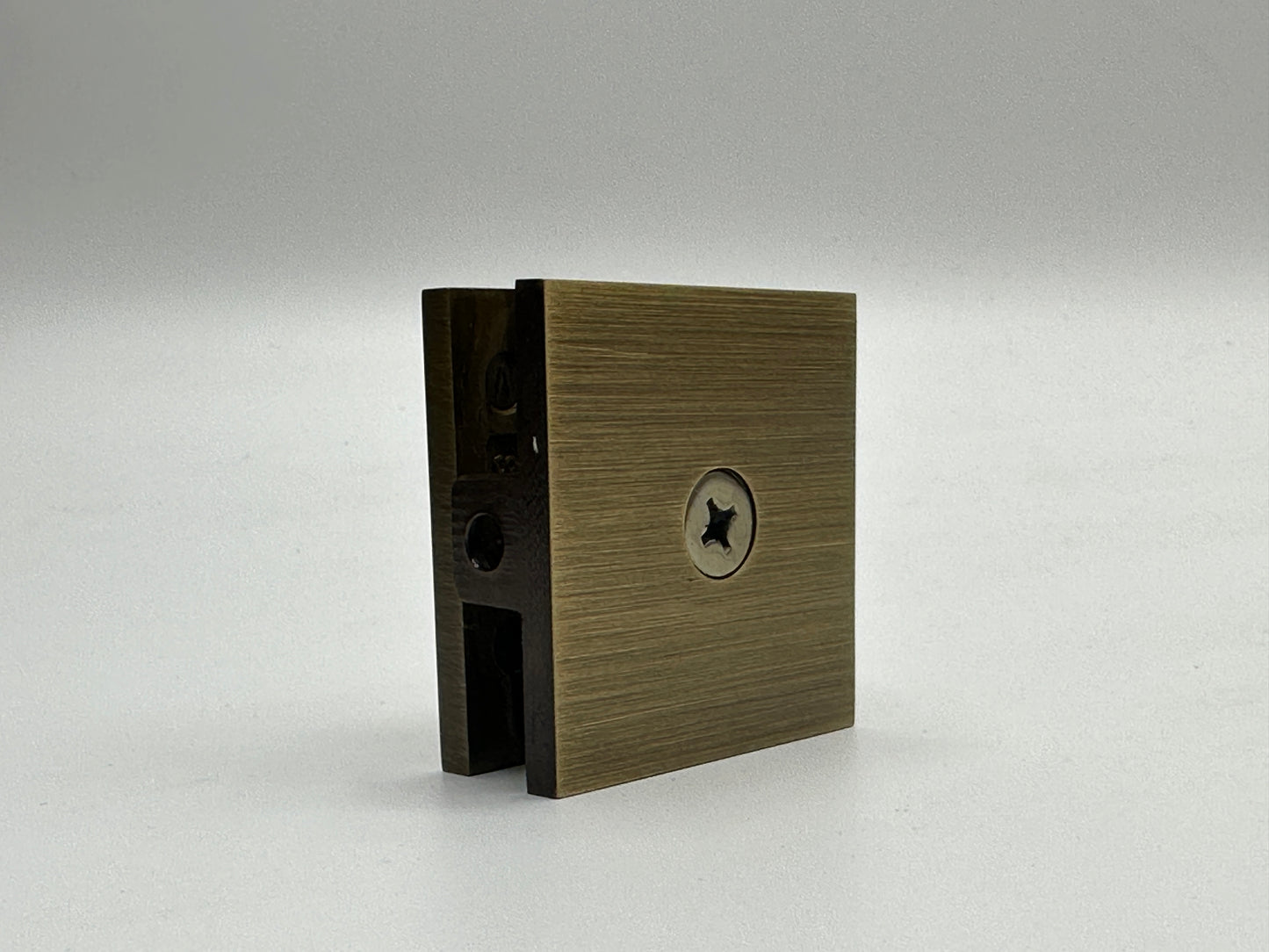 Square Style Fixed Panel U Clamp - Glass Clamp - 8mm to 12mm Glass - Antique Brass