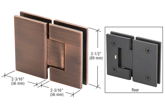 Geneva 180 Degree Glass-to-Glass Hinge ANTIQUE BRUSHED COPPER