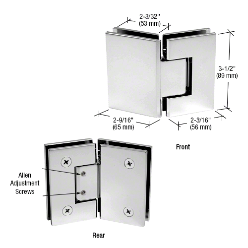 Adjustable Glass to Glass Shower Door hinge, Geneva 135 Degree Glass-to-Glass Hinge CHROME