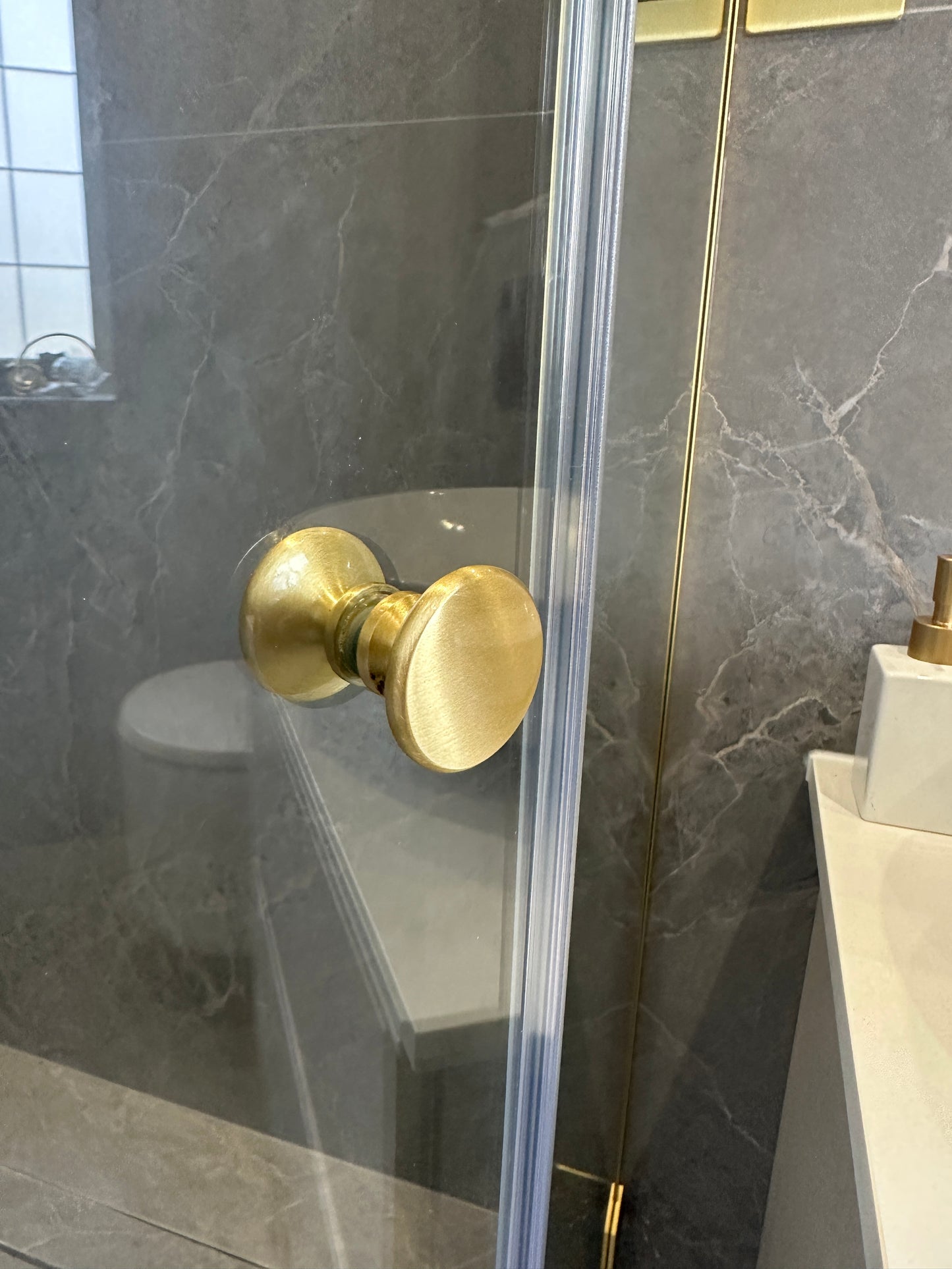 Traditional Style Back-to-Back Shower Door Knob SATIN BRASS