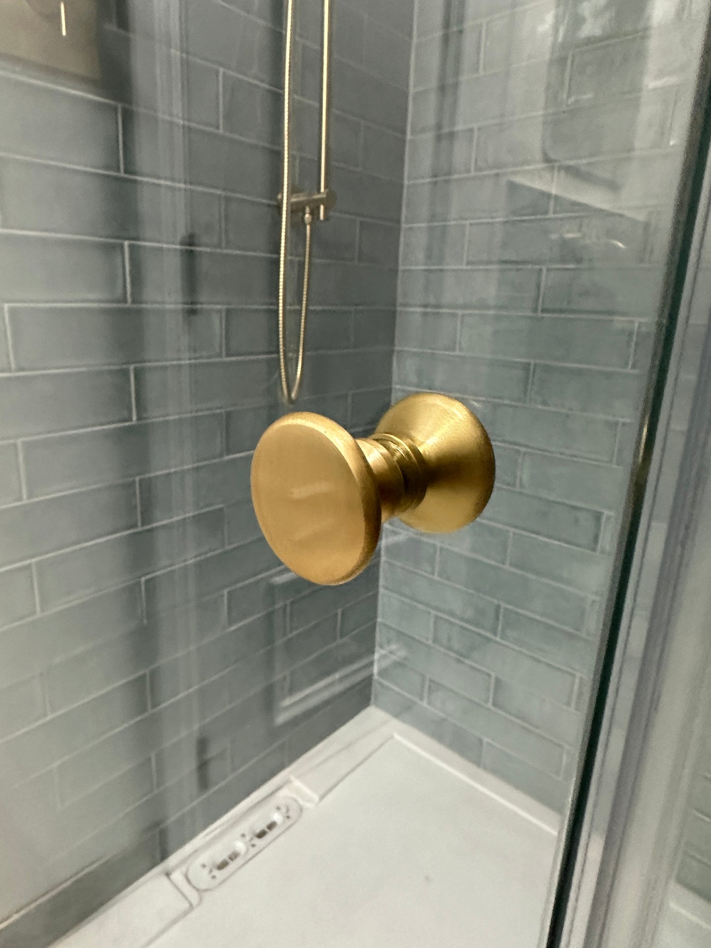 Traditional Style Back-to-Back Shower Door Knob SATIN BRASS