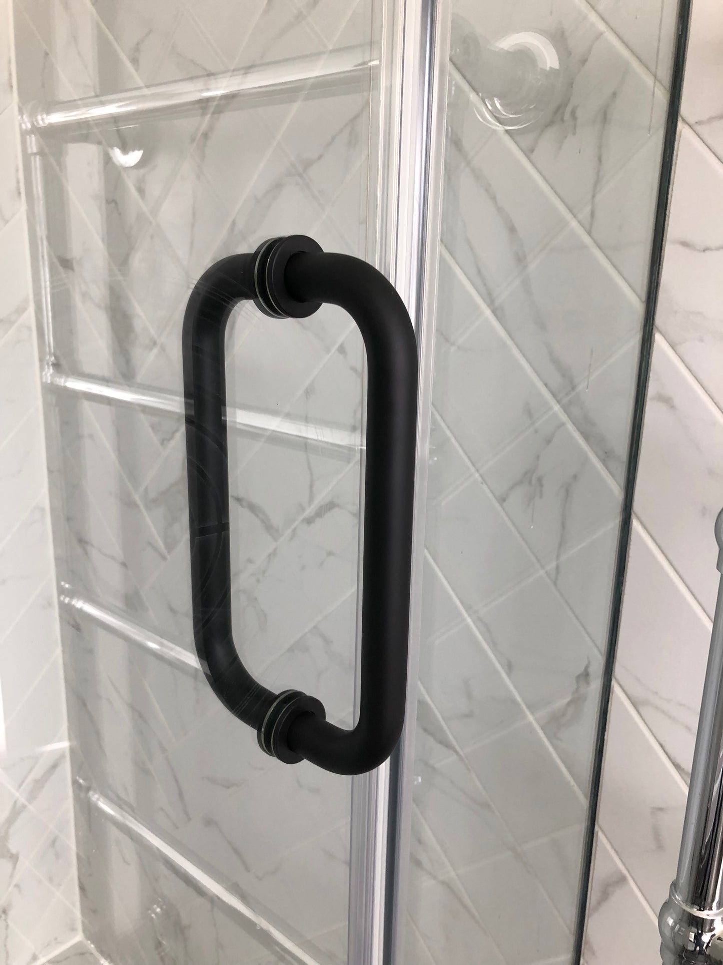 8" Back to Back Pull Handle with Washers MATTE BLACK for shower and glass doors