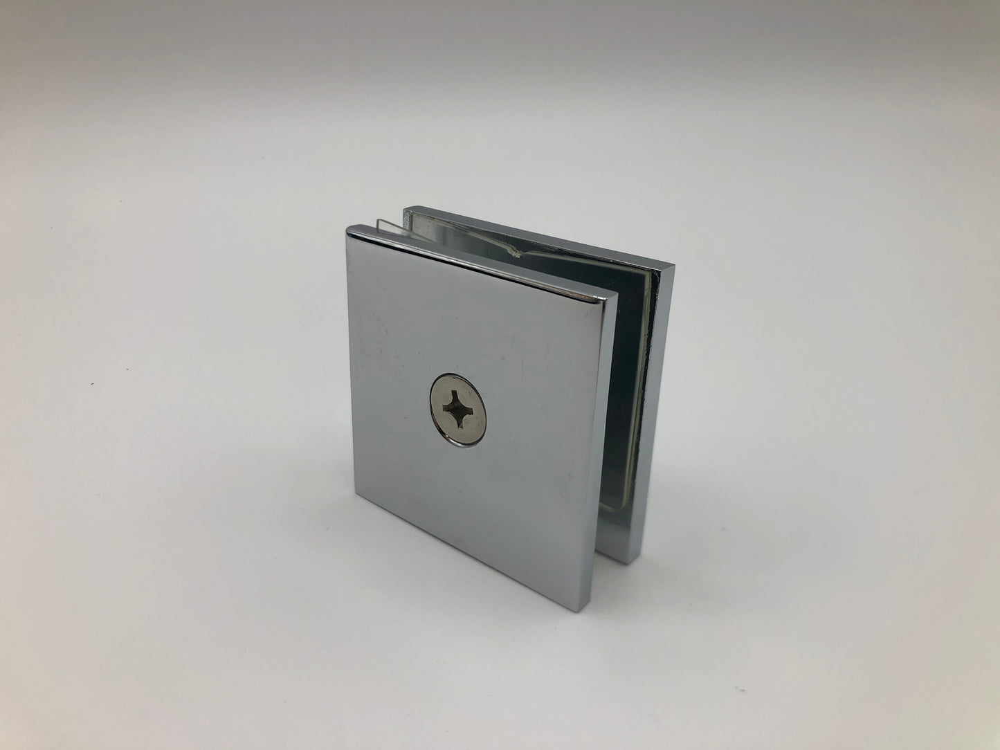 Square Style Fixed Panel U Clamp - Glass Clamp - 8mm to 12mm Glass - Chrome