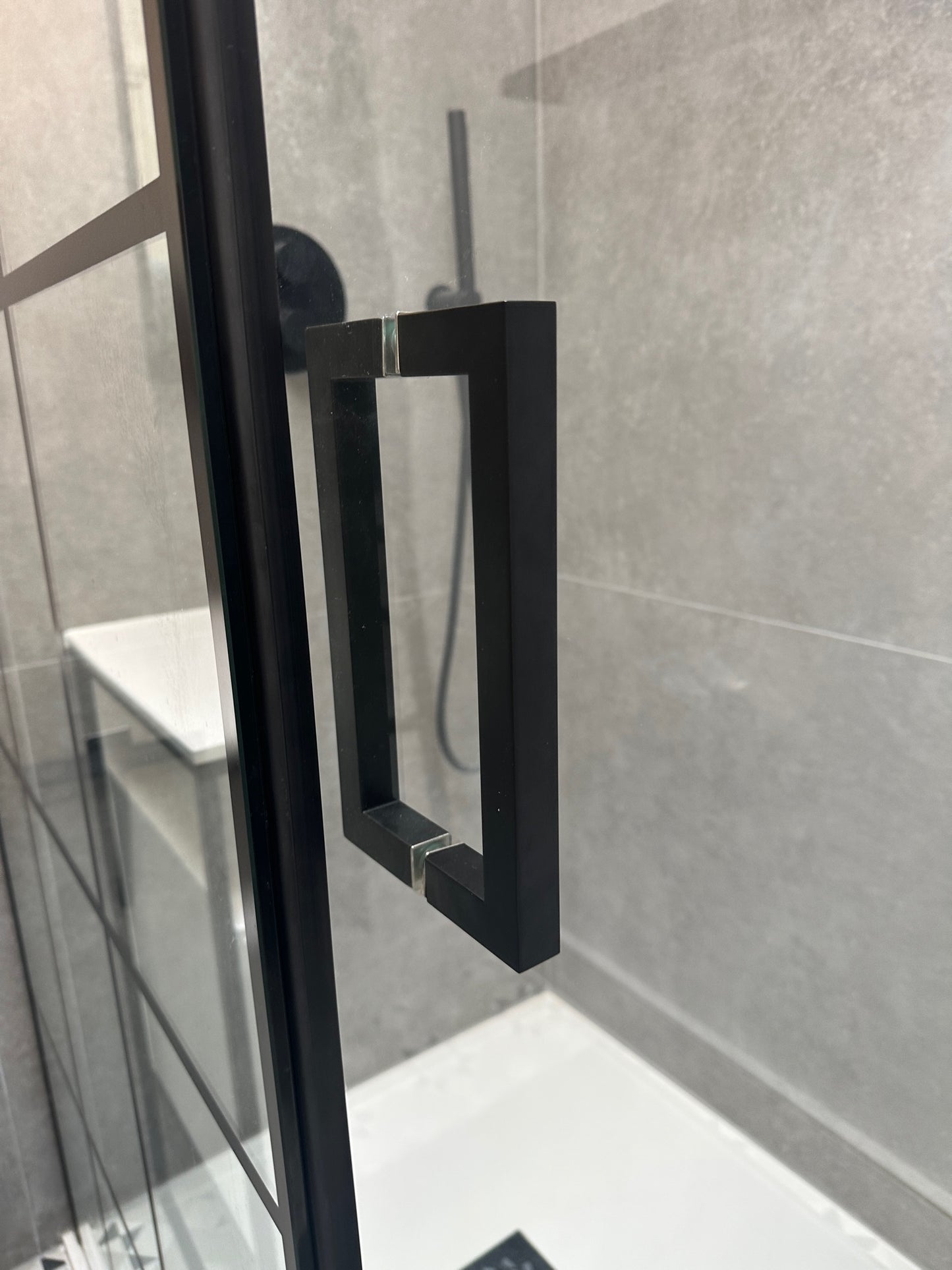 8" Back to Back Square Pull Handle with Washers MATTE BLACK for shower and glass doors