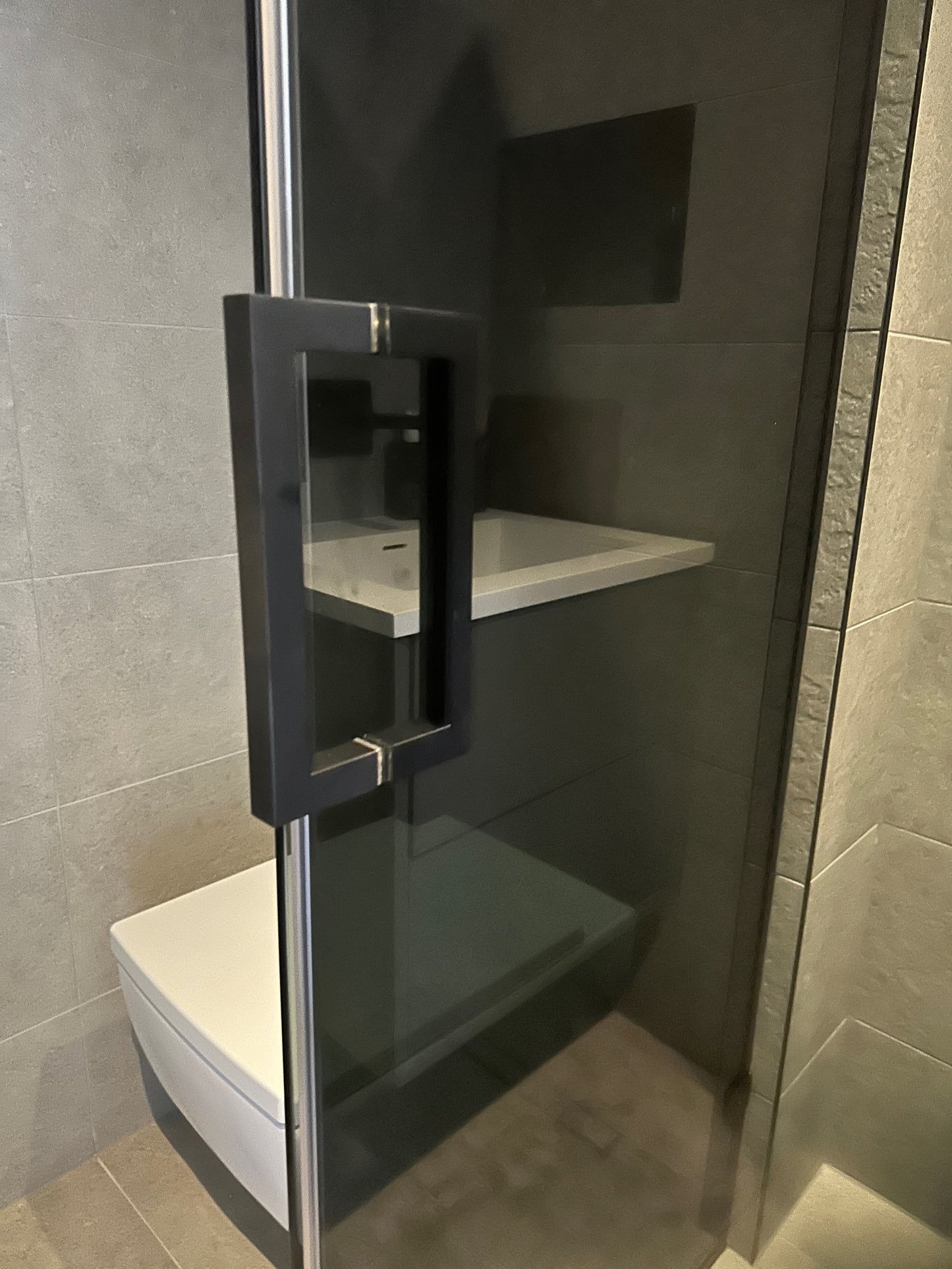8" Back to Back Square Pull Handle with Washers MATTE BLACK for shower and glass doors