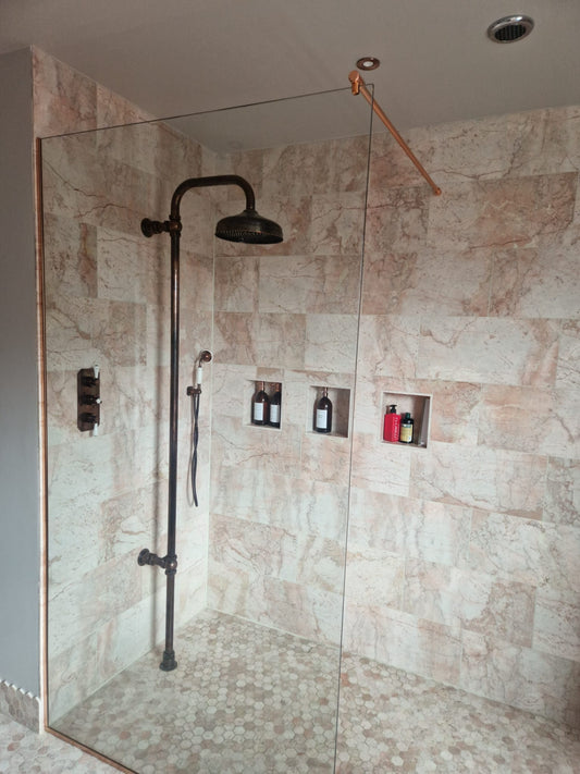 10mm U Channel - 2.41m - Polished Copper - Suitable for all 10mm Glass Shower Panels, Screens and Bespoke Glass Shower Enclosures