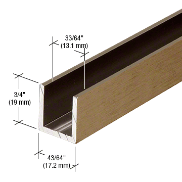 12mm U Channel - 2.41m - Antique Brass - Suitable for all 12mm Glass Shower Panels, Screens and Bespoke Glass Shower Enclosures