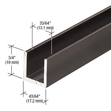 12mm U Channel - 2.41m - Gun Metal - Suitable for all 12mm Glass Shower Panels, Screens and Bespoke Glass Shower Enclosures