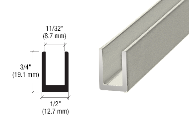 8mm U Channel - 2.41m - Satin Anodized - Suitable for all 8mm Glass Shower Panels, Screens and Bespoke Glass Shower Enclosures