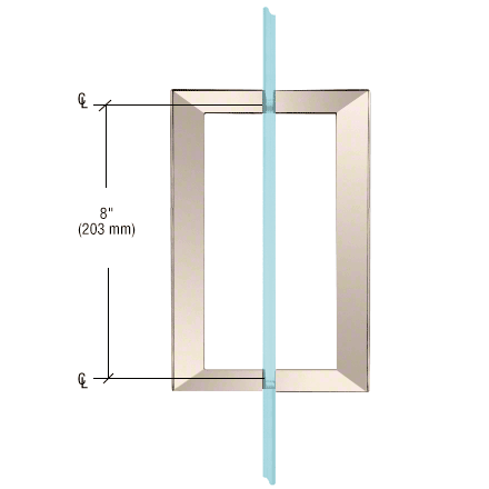 8" Back to Back Square Pull Handle with Washers POLISHED NICKEL for shower and glass doors
