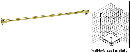 Polished Brass Wall to Glass Support Bar - 1 Metre - For 10mm & 12mm Glass Shower Screens