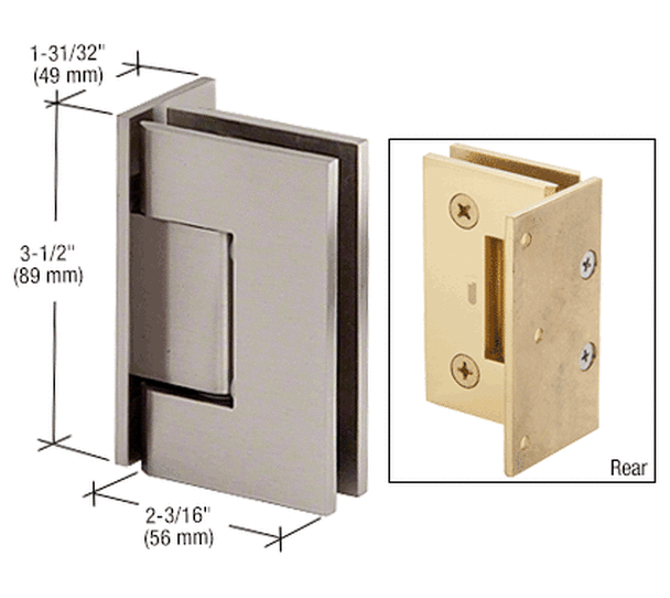 Geneva 092 Glass to Glass Hinge, 90 Degree, BRUSHED NICKEL