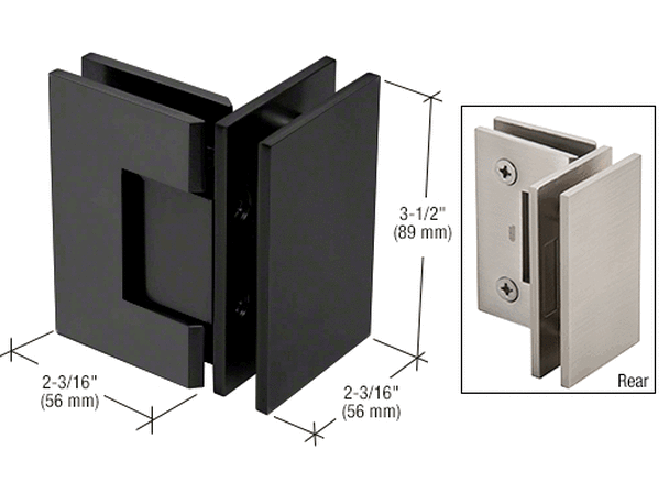 Geneva 092 Glass to Glass Hinge, 90 Degree, MATTE BLACK