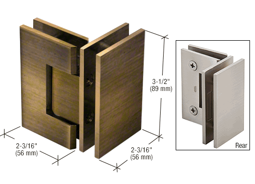 Geneva 092 Glass to Glass Hinge, 90 Degree, ANTIQUE BRASS