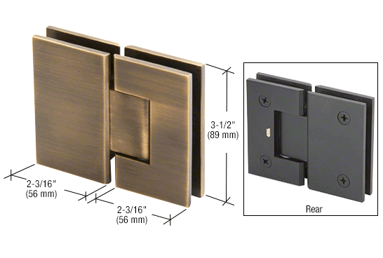 Geneva 180 Degree Glass-to-Glass Hinge ANTIQUE BRASS