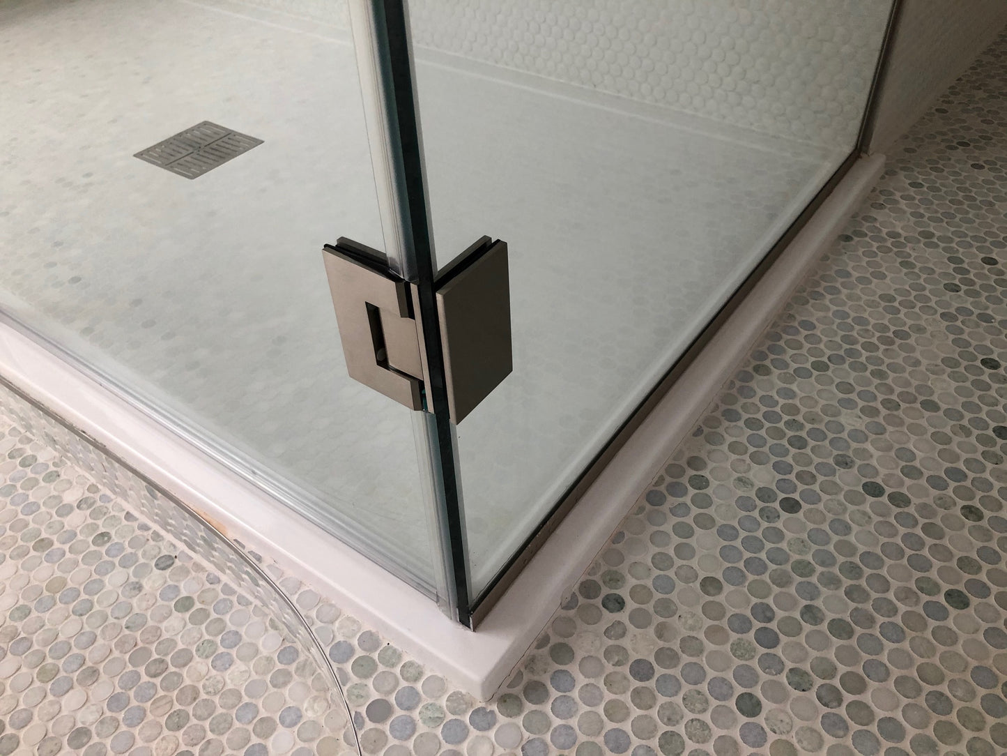 Geneva 092 Glass to Glass Hinge, 90 Degree, BRUSHED NICKEL