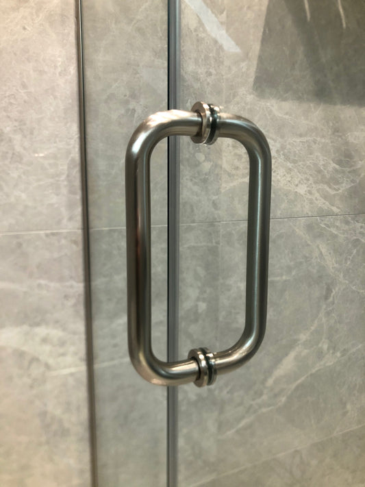 8" Back to Back Pull Handle with Washers in a BRUSHED NICKEL finish