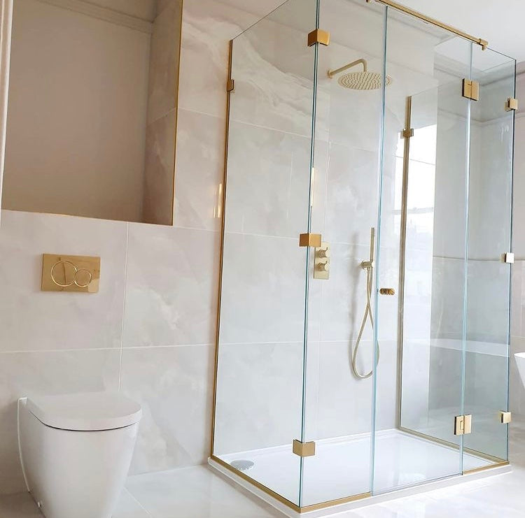 10mm U Channel - 2.41m - Satin Brass- Suitable for all 10mm Glass Shower Panels, Screens and Bespoke Glass Shower Enclosures