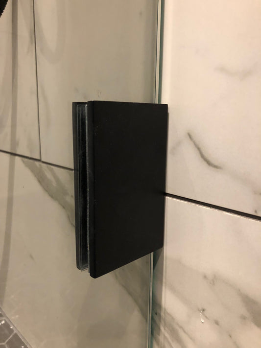 Geneva Series Wall Mount Bracket - Hole in Glass - For 8mm to 12mm Shower Glass MATTE BLACK