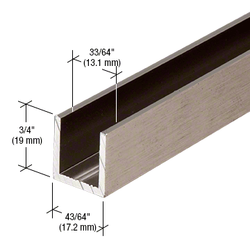 12mm U Channel - 2.41m - Brushed Nickel - Suitable for all 12mm Glass Shower Panels, Screens and Bespoke Glass Shower Enclosures