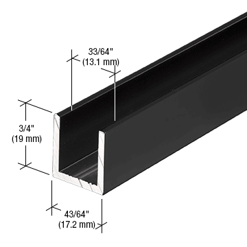 12mm U Channel - 2.41m - Matte Black - Suitable for all 12mm Glass Shower Panels, Screens and Bespoke Glass Shower Enclosures
