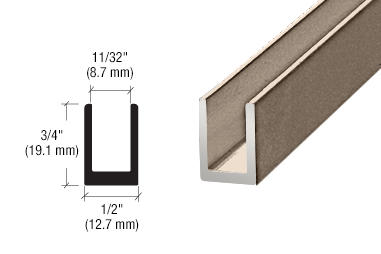 8mm U Channel - 2.41m - Brushed Nickel - Suitable for all 8mm Glass Shower Panels, Screens and Bespoke Glass Shower Enclosures