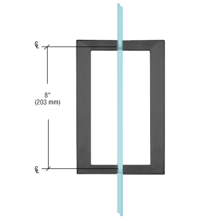 8" Back to Back Square Pull Handle with Washers MATTE BLACK for shower and glass doors