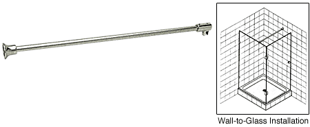 Brushed Nickel Wall to Glass Support Bar - 1 Metre - 6mm & 8mm Glass