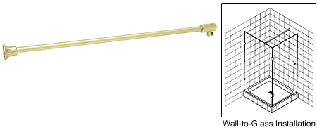 Satin Brass Wall to Glass Support Bar - 1 Metre - 6mm & 8mm Glass