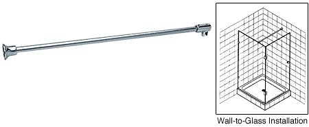 Chrome Wall to Glass Support Bar - 1 Metre - 6mm & 8mm Glass