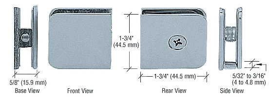 Brushed Nickel Traditional Style Fixed Panel U Clamp - Hole in Glass - 8mm to 12mm Glass