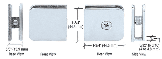 Chrome Traditional Style Fixed Panel U Clamp - Hole in Glass - 8mm to 12mm Glass