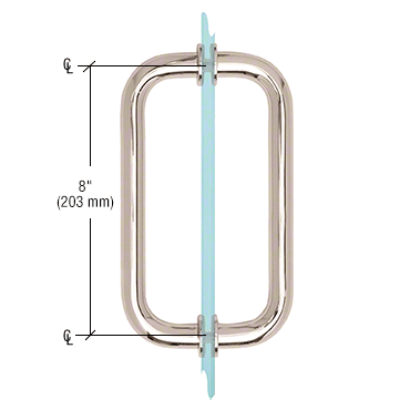 8" Back to Back Pull Handle with Washers POLISHED NICKEL Finish