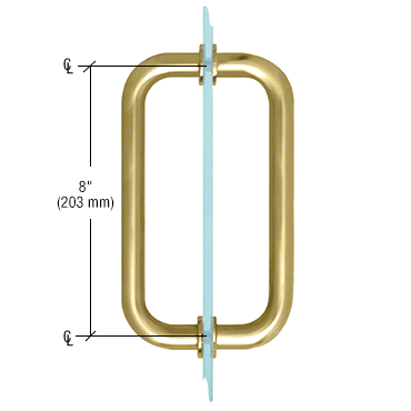 8" Back to Back Pull Handle with Washers SATIN BRASS for shower and glass doors