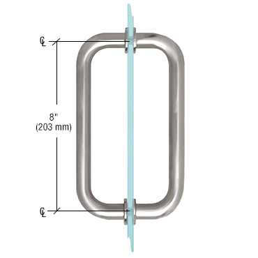 8" Back to Back Pull Handle with Washers SATIN CHROME for shower and glass doors