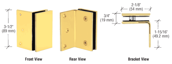 Geneva Series Wall Mount Bracket - Hole in Glass - For 8mm to 12mm Shower Glass SATIN BRASS