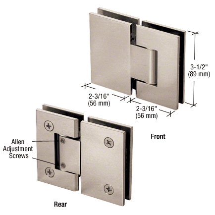 Adjustable Geneva 180 Degree Glass-to-Glass Hinge BRUSHED NICKEL