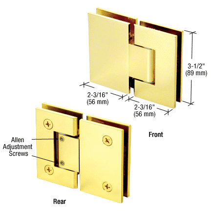 Adjustable Geneva 180 Degree Glass-to-Glass Hinge POLISHED BRASS