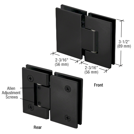 Adjustable Geneva 180 Degree Glass-to-Glass Hinge MATTE BLACK