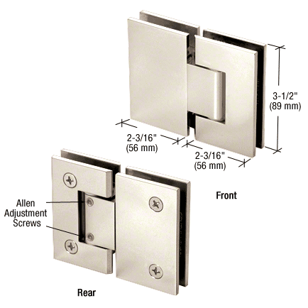 Adjustable Geneva 180 Degree Glass-to-Glass Hinge POLISHED NICKEL