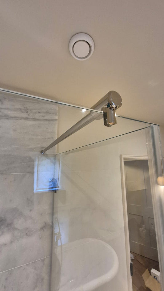 Polished Nickel Wall to Glass Support Bar - 1 Metre - For 10mm & 12mm Glass Shower Screens