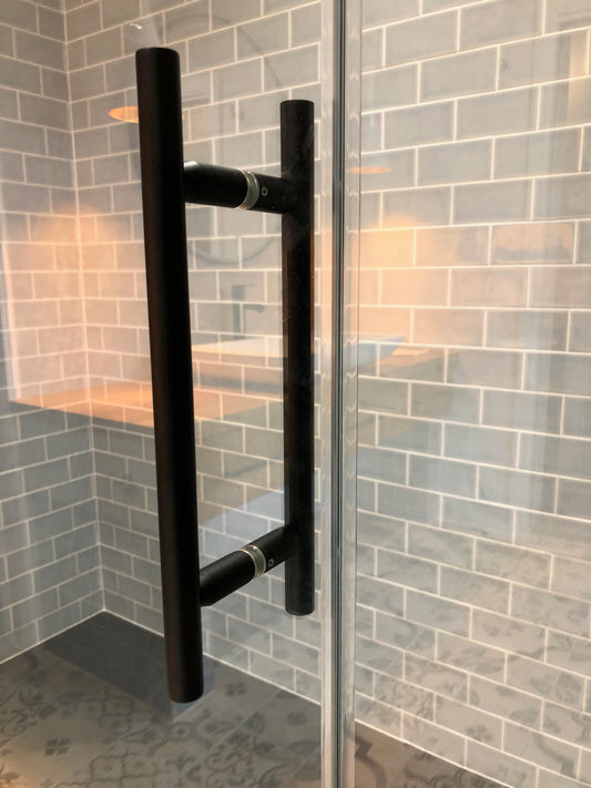 8" Ladder Style Back to Back Pull Handle with Washers MATTE BLACK for shower and glass doors