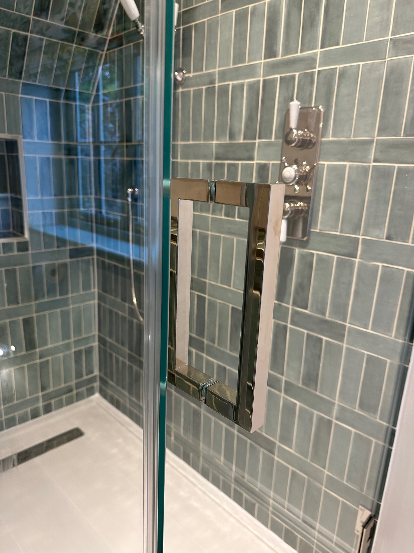 8" Back to Back Square Pull Handle with Washers POLISHED NICKEL for shower and glass doors