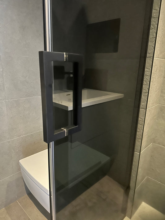 8" Back to Back Square Pull Handle with Washers MATTE BLACK for shower and glass doors