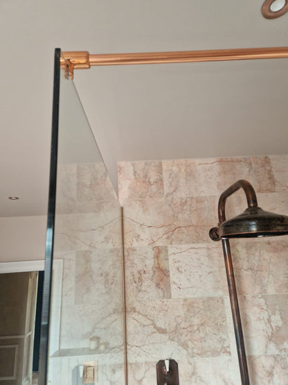 Polished Copper Wall to Glass Support Bar - 1 Metre - For 10mm & 12mm Glass Shower Screens