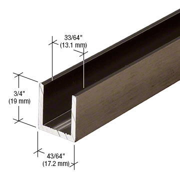 12mm U Channel - 2.41m - Brushed Bronze - Suitable for all 12mm Glass Shower Panels, Screens and Bespoke Glass Shower Enclosures