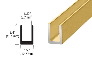 8mm U Channel - 2.41m - Satin Brass - Suitable for all 8mm Glass Shower Panels, Screens and Bespoke Glass Shower Enclosures