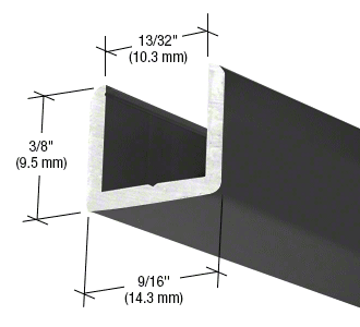 10mm U Channel - Low Profile - 2.41m - Matte Black - Suitable for all 10mm Glass Shower Panels, Screens and Bespoke Glass Shower Enclosures